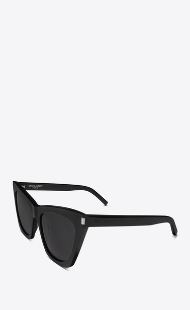 SAINT LAURENT ニューウェイブ レディース サングラス ニュー・ウェーブ 214 ケイト、アセテート製ブラックフレーム、グレーレンズ b_V4